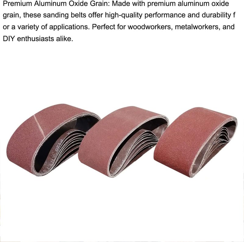 Tonmp 15 PCS 3" x 21" Premium Sander Belts - 5 Each of 40 80 120 Grit Aluminum Oxide Sanding Belts For Belt sander (3x21 inch) - Image 5